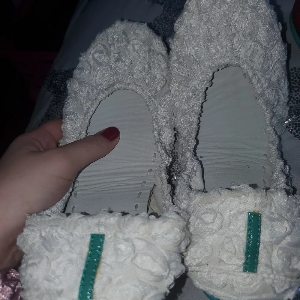 Tieks White Rose Garden Ballet Flat Shoes 9 - Picture 5 of 16
